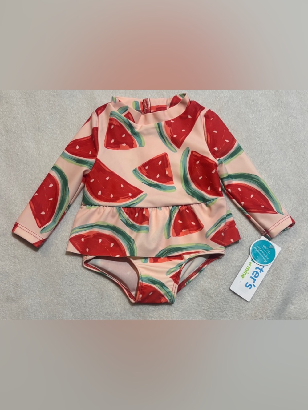Carter’s Baby Girl 0-3M Watermelon Rash Guard Swimsuit Set 2pc Summer Outfit NWT